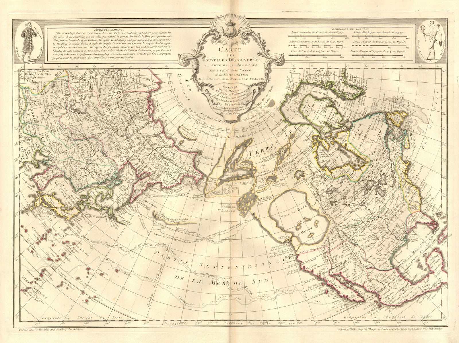 Nouvelles decouvertes au nord de la Mer du Sud. North Pacific.DE L’ISLE 1750 map